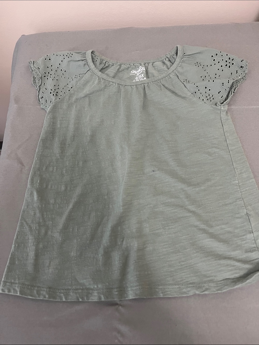 OshKosh B'gosh Girls' Sage Green Eyelet Sleeve Tee